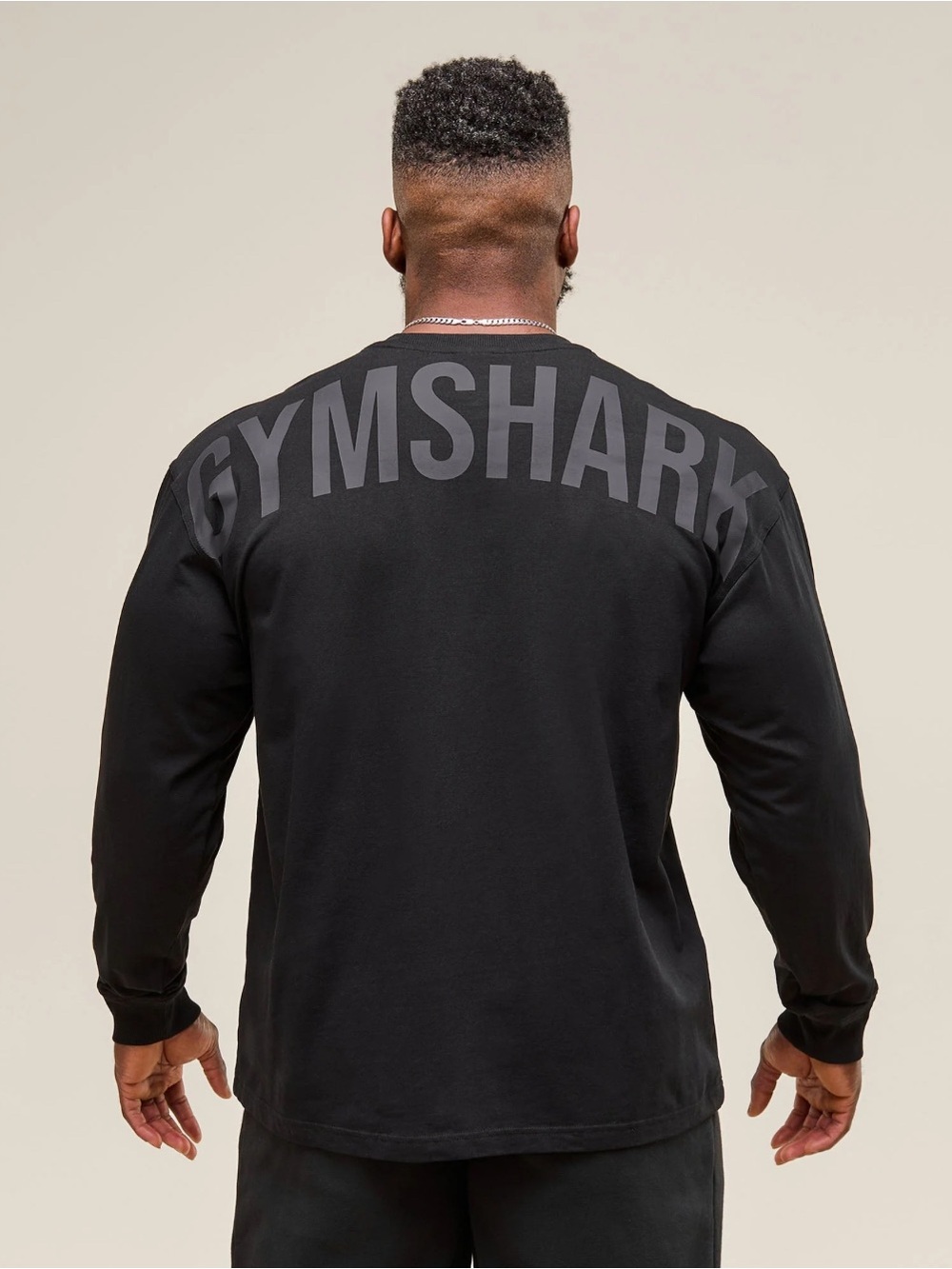 Gymshark power Black Long Sleeve Tee with Large Back Logo